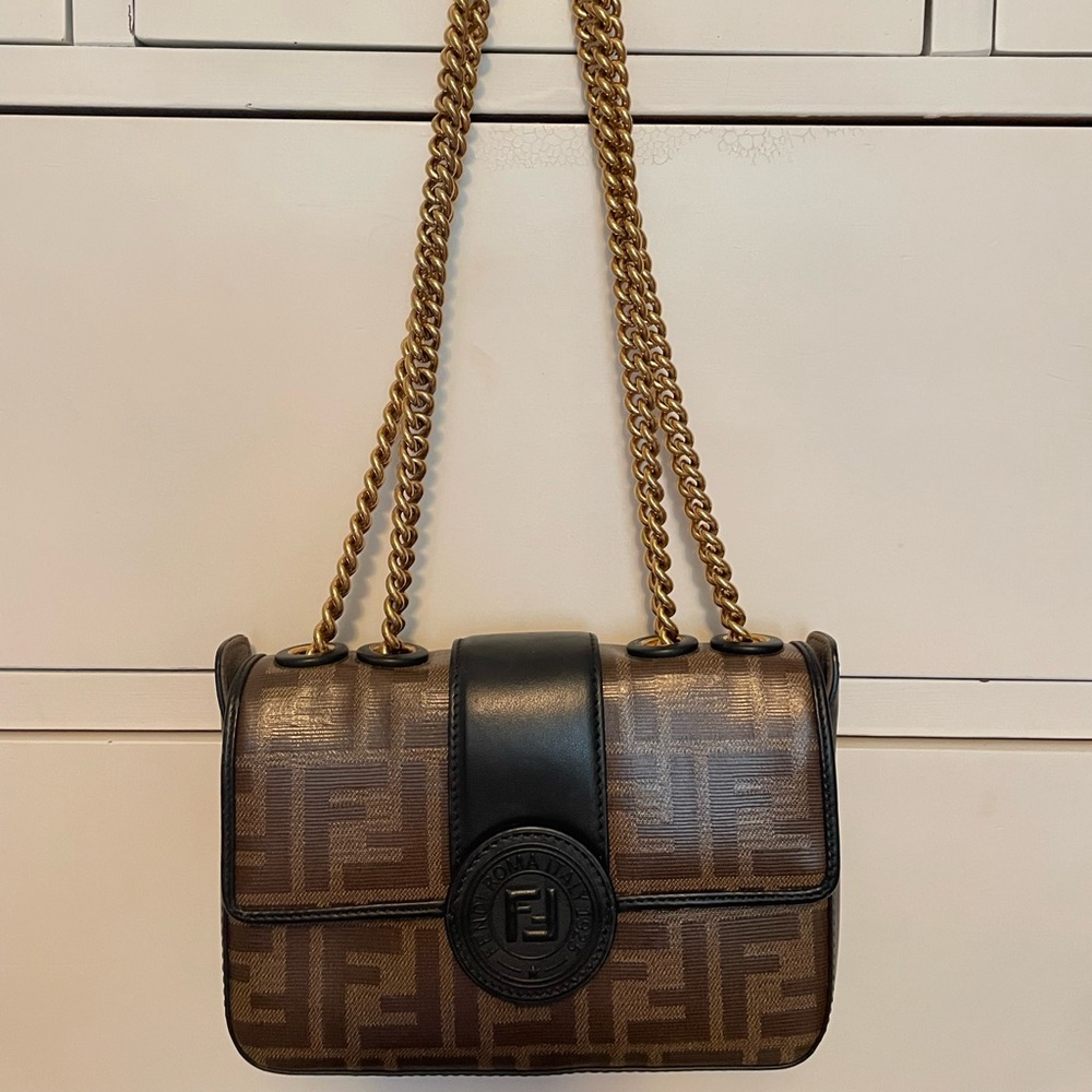 Fendi Double F Logo Leather Crossbody